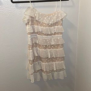 white forever 21 dress size small for love and lemons style ruffle lace dress